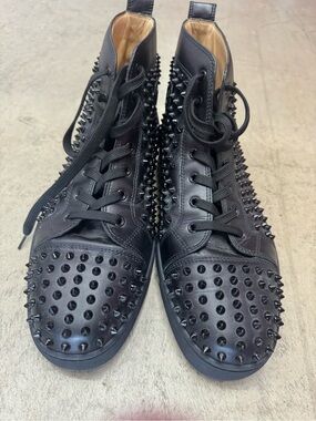 Christian Louboutin Black Spiked High-Top Sneakers